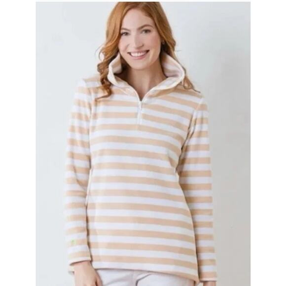 Dudley Stephens Prospect Pullover Half-Zip Vello Fleece Tan & White, Size XL - Picture 3 of 10